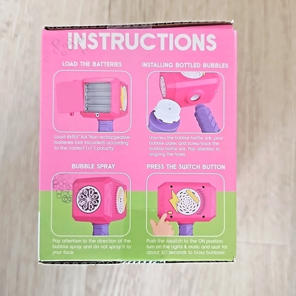 NEW/In Box Hammer Bubble Gun w 🎶. Pink/Purple - Picture 2 of 9